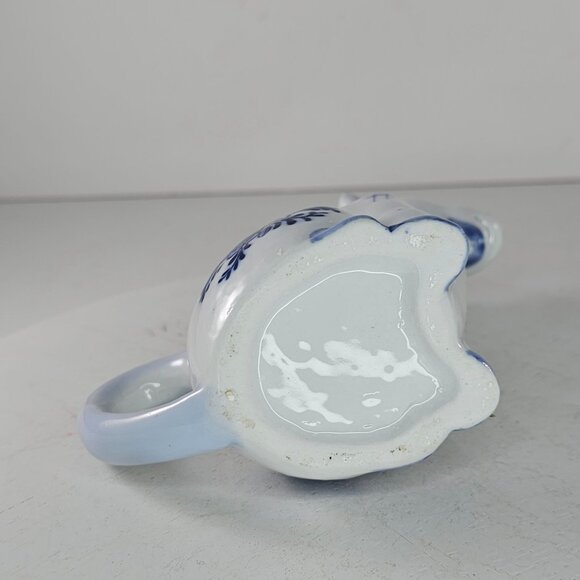Vintage Ceramic Goat Creamer Blue White Floral Design - Picture 6 of 8